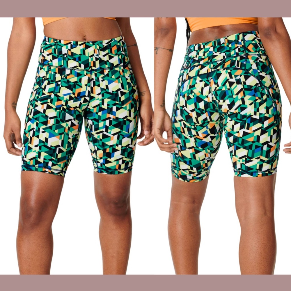 NWT Sweaty Betty [ S 4-6 ] Power High Waist‎ Pocket Bike Shorts Green